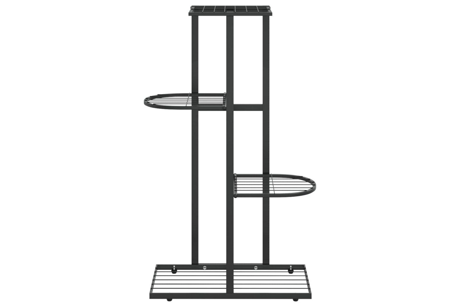 Blomsterstativ med 4 etasjer 43x22x76 cm svart metall - Svart - Hagemøbler - Øvrig utendørs - Tilbehør utendørs - Hyller utendørs