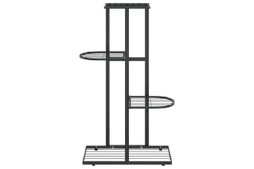 Blomsterstativ med 4 etasjer 43x22x76 cm svart metall - Svart - Hagemøbler - Øvrig utendørs - Tilbehør utendørs - Hyller utendørs