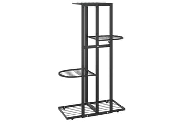 Blomsterstativ med 4 etasjer 43x22x76 cm svart metall - Svart - Hagemøbler - Øvrig utendørs - Tilbehør utendørs - Hyller utendørs