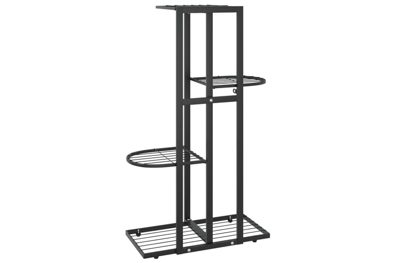 Blomsterstativ med 4 etasjer 43x22x76 cm svart metall - Svart - Hagemøbler - Øvrig utendørs - Tilbehør utendørs - Hyller utendørs