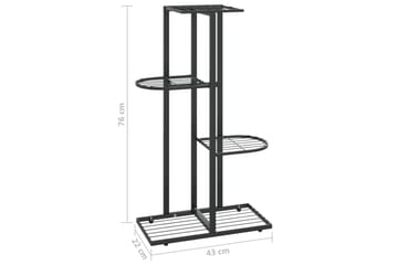 Blomsterstativ med 4 etasjer 43x22x76 cm svart metall - Svart - Hagemøbler - Øvrig utendørs - Tilbehør utendørs - Hyller utendørs