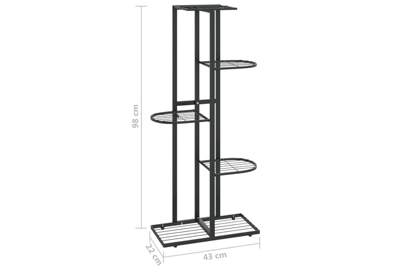 Blomsterstativ med 5 etasjer 43x22x98 cm svart metall - Svart - Hagemøbler - Øvrig utendørs - Tilbehør utendørs - Hyller utendørs