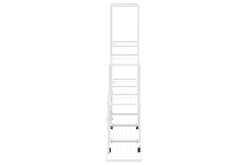 Blomsterstativ med hjul 94,5x25x92,5 cm hvit metall - Hvit - Hagemøbler - Øvrig utendørs - Tilbehør utendørs - Hyller utendørs