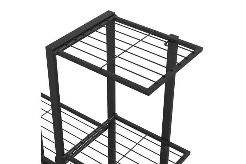 Blomsterstativ med hjul 94,5x25x92,5 cm svart metall - Svart - Hagemøbler - Øvrig utendørs - Tilbehør utendørs - Hyller utendørs
