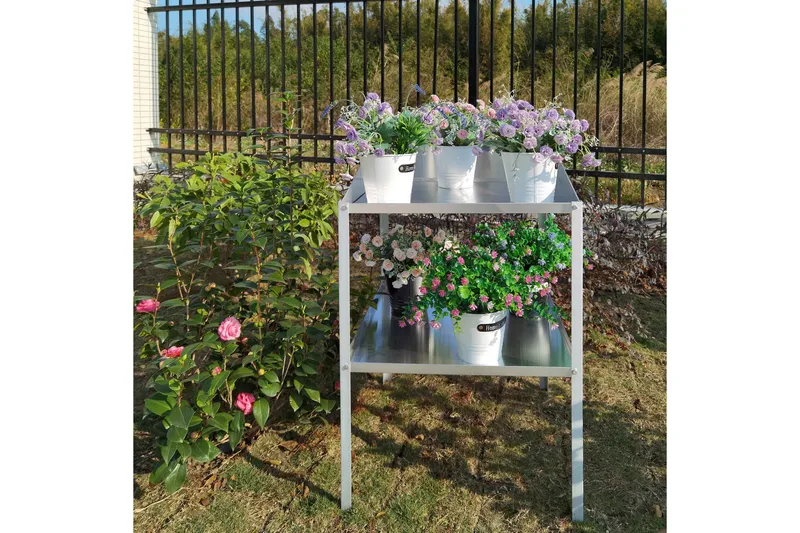 Drivhushylle 56x56x92 cm - Sølv - Hagemøbler - Øvrig utendørs - Tilbehør utendørs - Hyller utendørs