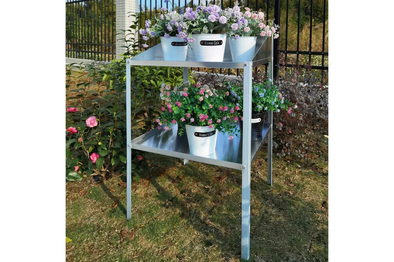 Drivhushylle 56x56x92 cm - Sølv - Hagemøbler - Øvrig utendørs - Tilbehør utendørs - Hyller utendørs