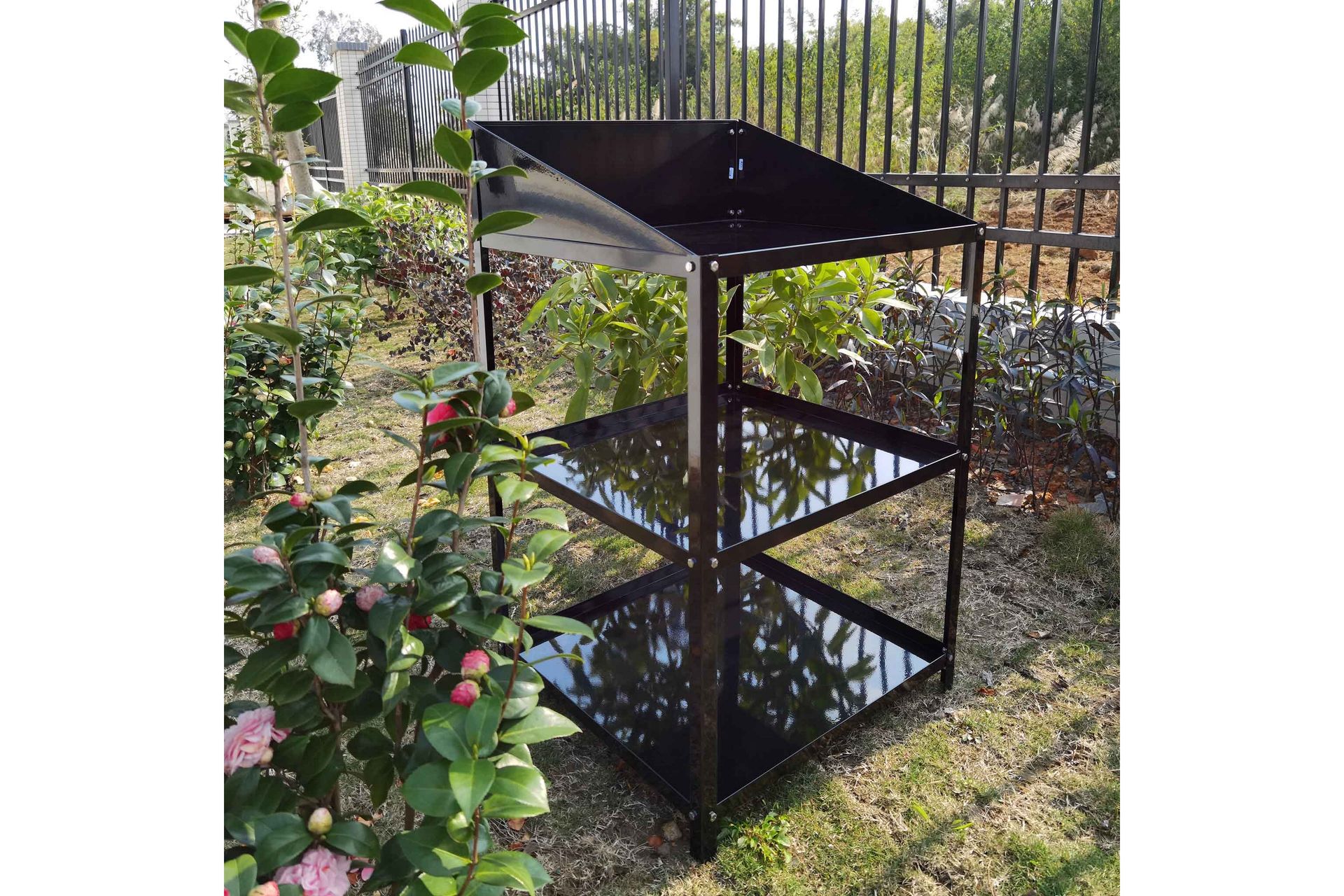 Drivhushylle 56x56x92 cm - Svart - Hagemøbler - Øvrig utendørs - Tilbehør utendørs - Hyller utendørs