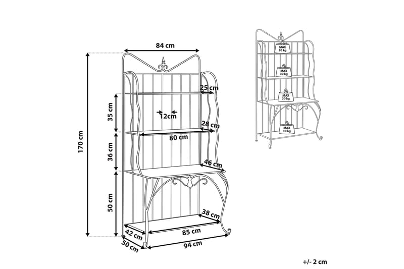 Plantehylle 4 hyller metall svart PAVONA - Svart - Hagemøbler - Øvrig utendørs - Tilbehør utendørs - Hyller utendørs