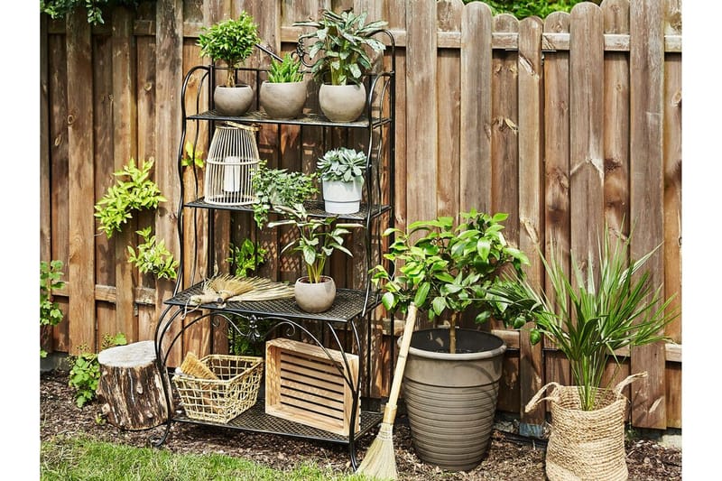 Plantehylle 4 hyller metall svart PAVONA - Svart - Hagemøbler - Øvrig utendørs - Tilbehør utendørs - Hyller utendørs