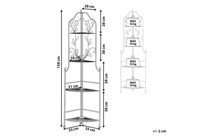 Ternengo Hjørnehylle 35x35 cm - Metall/Svart - Hagemøbler - Øvrig utendørs - Tilbehør utendørs - Hyller utendørs