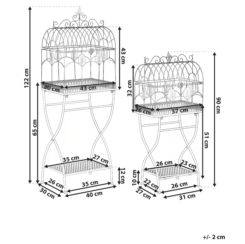 Sett med 2 hyller utendørs Sicily 43/37 cm 30/27 cm - Grå - Hagemøbler - Øvrig utendørs - Tilbehør utendørs - Hyller utendørs