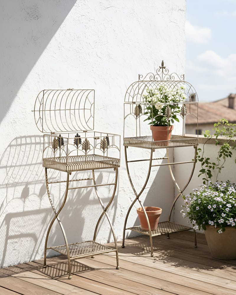 Sett med 2 hyller utendørs Sicily 43/37 cm 30/27 cm - Svart - Hagemøbler - Øvrig utendørs - Tilbehør utendørs - Hyller utendørs