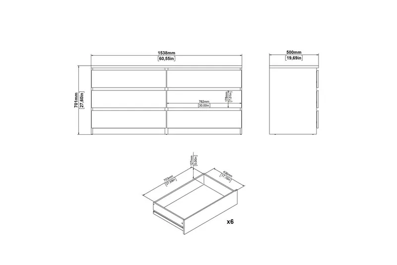 Salomns Kommode 70,1 cm - Hvit - Oppbevaring - Oppbevaringsmøbler - Kommode