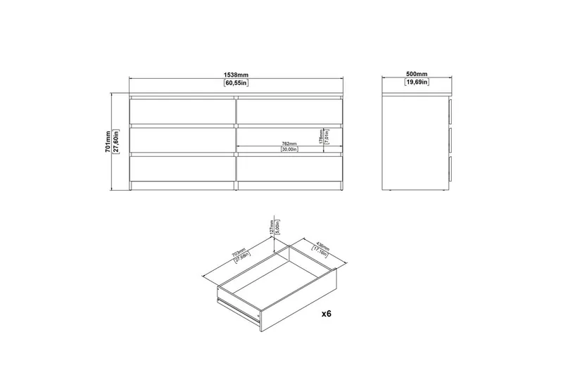 Salomns Kommode 70,1 cm - Hvit - Oppbevaring - Oppbevaringsmøbler - Kommode