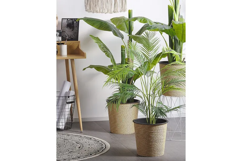 Konstgjord växt Beliani Areca Palm 12x12x124 cm Green||Black - Innredning - Kunstige planter