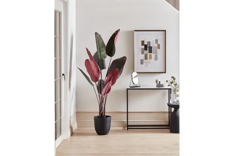 Konstgjord växt Beliani Banana Tree Grön/svart/röd, 95x95x170 cm Green||Black||Red - Innredning - Kunstige planter