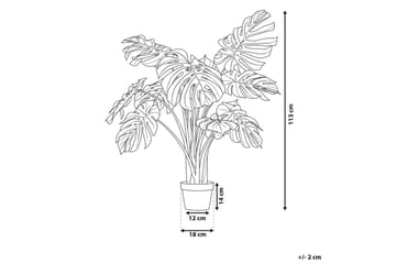 Konstgjord växt Beliani Monstera Plant 12x12x113 cm Green||Black - Innredning - Kunstige planter