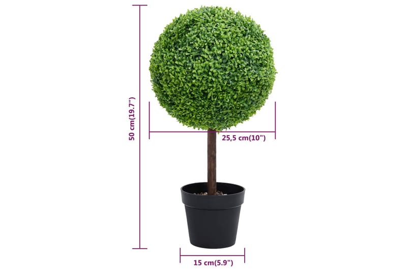 Kunstig buksbomplante med potte ballformet 50 cm grønn - grønn - Hagemøbler - Balkong - Balkongdyrking - Balkongblomster