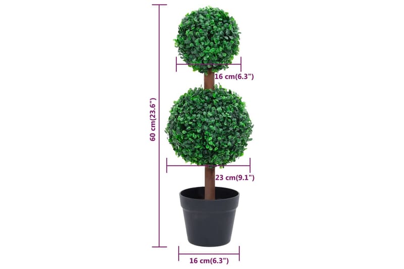 Kunstig buksbomplante med potte ballformet 60 cm grønn - grønn - Hagemøbler - Balkong - Balkongdyrking - Balkongblomster