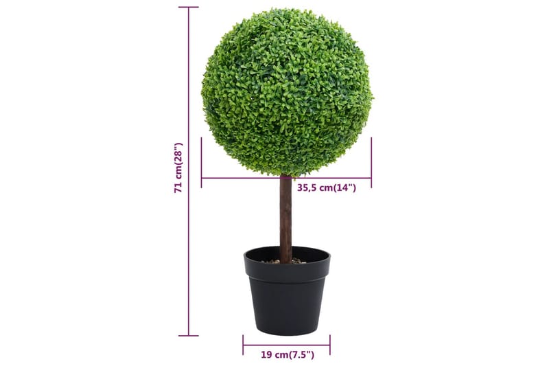 Kunstig buksbomplante med potte ballformet 71 cm grønn - grønn - Hagemøbler - Balkong - Balkongdyrking - Balkongblomster