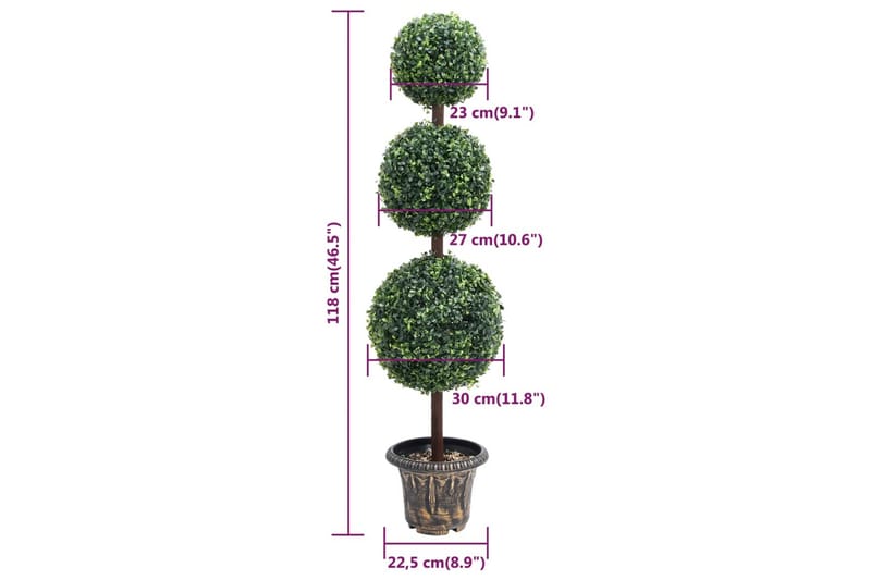Kunstig buksbomplante med potte ballformet 118 cm grønn - grønn - Hagemøbler - Balkong - Balkongdyrking - Balkongblomster