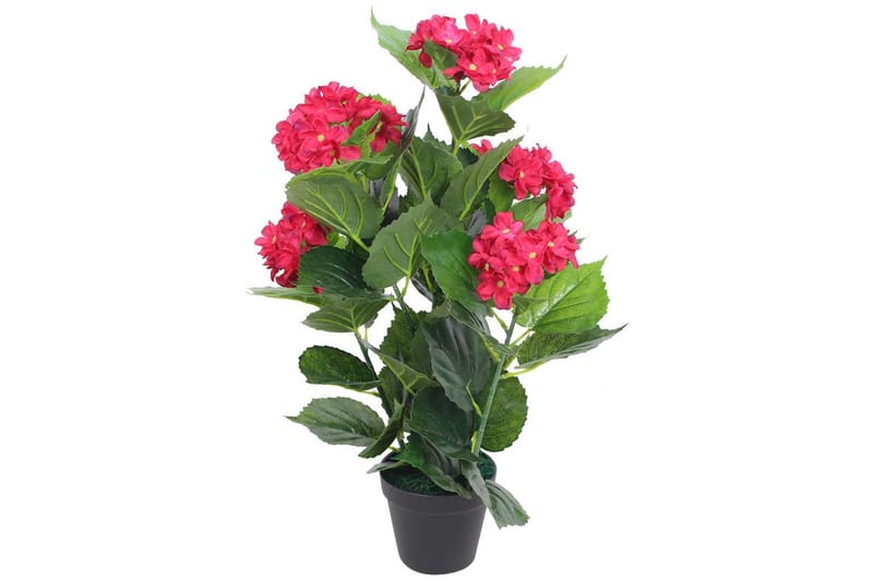 Kunstig hortensia med potte 60 cm rød - Balkongblomster - Kunstige planter