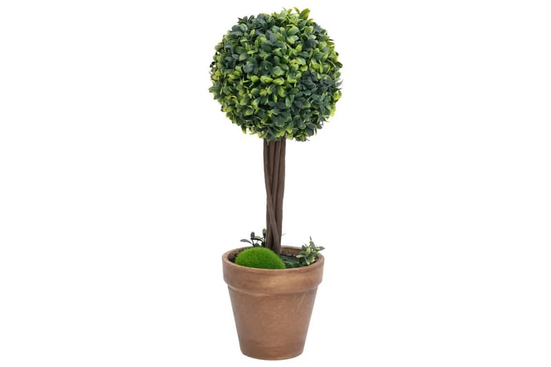 Kunstige buksbomplanter med potte 2 stk ballformet 56 cm grø - grønn - Balkongblomster - Kunstige planter