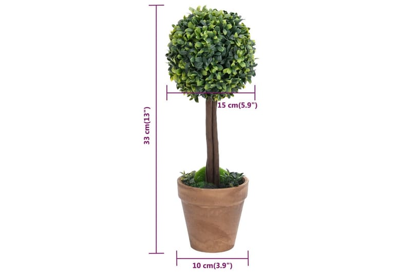 Kunstige buksbomplanter med potte ballformet 2 stk 33 cm grø - grønn - Balkongblomster - Kunstige planter