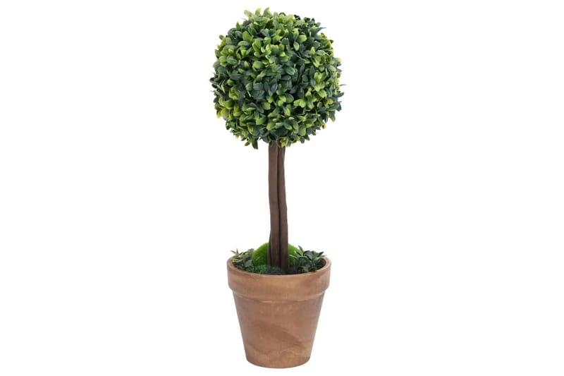 Kunstige buksbomplanter med potte 2 stk ballformet 56 cm grø - grønn - Balkongblomster - Kunstige planter