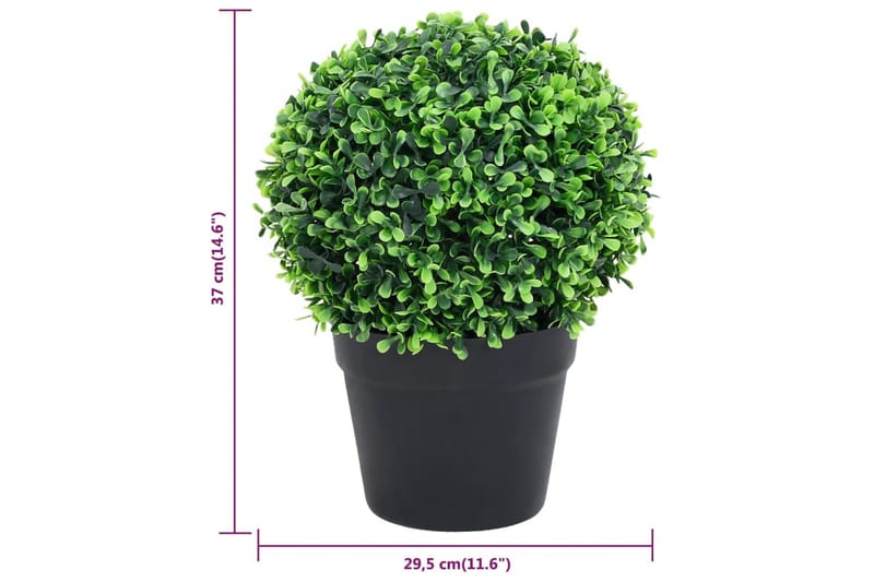 Kunstige buksbomplanter med potte 2 stk ballformet 37 cm grø - grønn - Balkongblomster - Kunstige planter