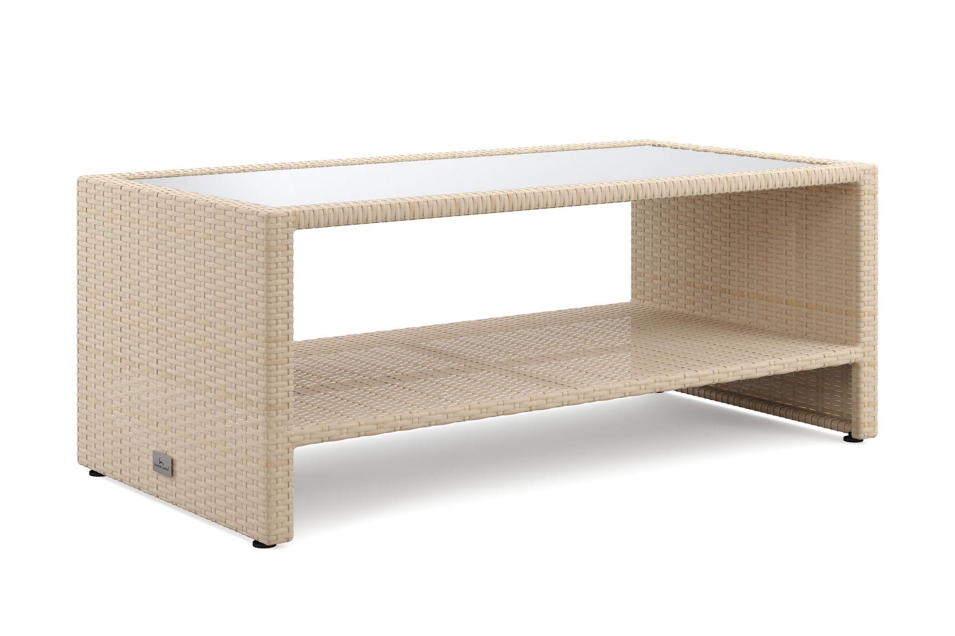 Bahamas Sofabord med Hylle Utendørs 113 cm Kunstrotting - Beige