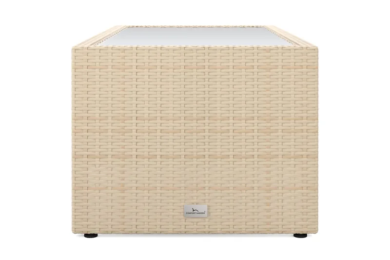 Bahamas Sofabord med Hylle Utendørs 113 cm Kunstrotting - Beige - Hagemøbler - Balkong - Balkongmøbler - Balkongbord