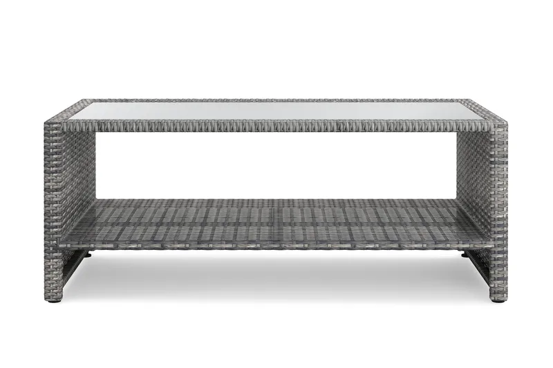 Bahamas Sofabord med Hylle Utendørs 113 cm Kunstrotting - Grå - Hagemøbler - Balkong - Balkongmøbler - Balkongbord