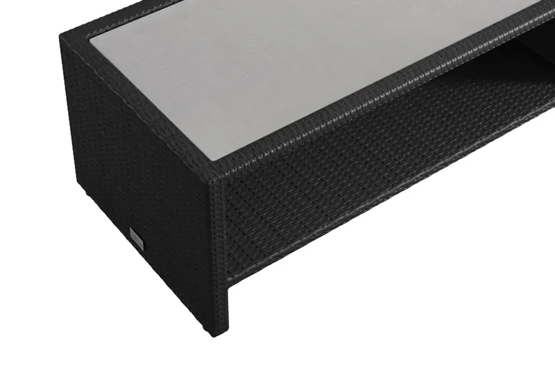 Bahamas Sofabord med Hylle Utendørs 113 cm Kunstrotting - Svart - Hagemøbler - Balkong - Balkongmøbler - Balkongbord