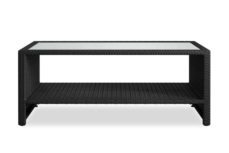 Bahamas Sofabord med Hylle Utendørs 113 cm Kunstrotting - Svart - Hagemøbler - Balkong - Balkongmøbler - Balkongbord
