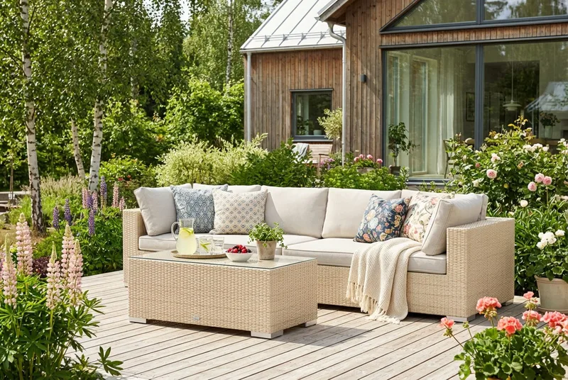Bahamas Sofabord Utendørs 113x58 cm Kunstrotting - Beige - Hagemøbler - Balkong - Balkongmøbler - Balkongbord