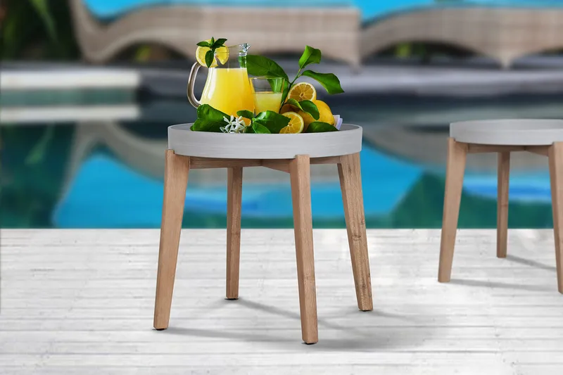 Avlastningsbord SANDSTONE D61xH50cm - Hagemøbler - Balkong - Balkongmøbler - Balkongbord