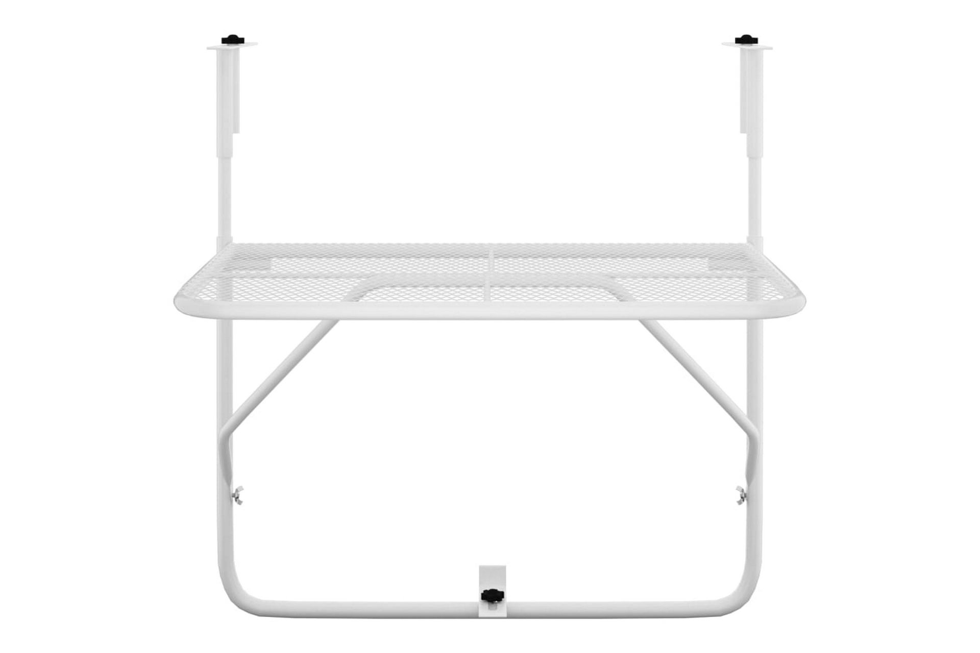 Balkongbord hvit 60x40 cm stål - Hvit - Hagemøbler - Balkong - Balkongmøbler - Balkongbord