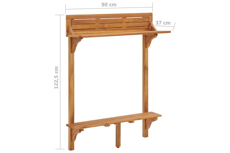 Barbord for balkong 90x37x122,5 cm heltre akasie - Hagemøbler - Balkong - Balkongmøbler - Balkongbord