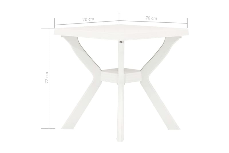 Bistrobord hvit 70x70x72 cm plast - Hagemøbler - Balkong - Balkongmøbler - Balkongbord