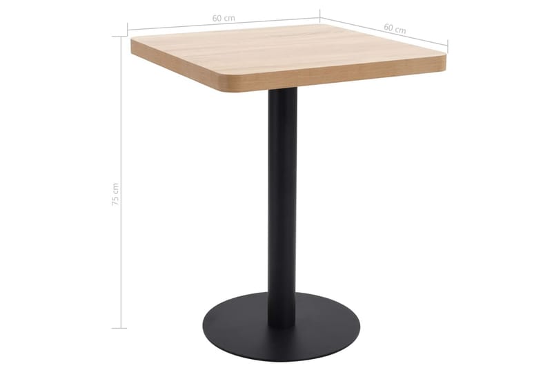 Bistrobord lysebrun 60x60 cm MDF - Brun - Cafebord - Balkongbord