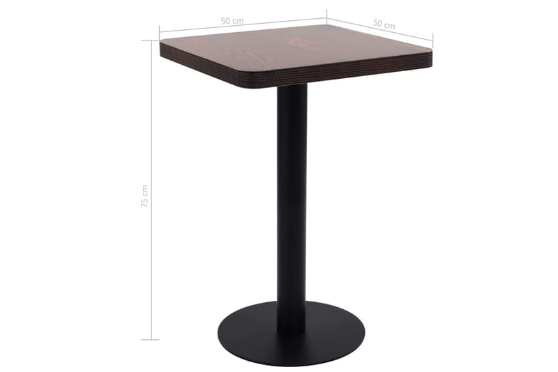 Bistrobord mørkebrun 50x50 cm MDF - Brun - Cafebord - Balkongbord