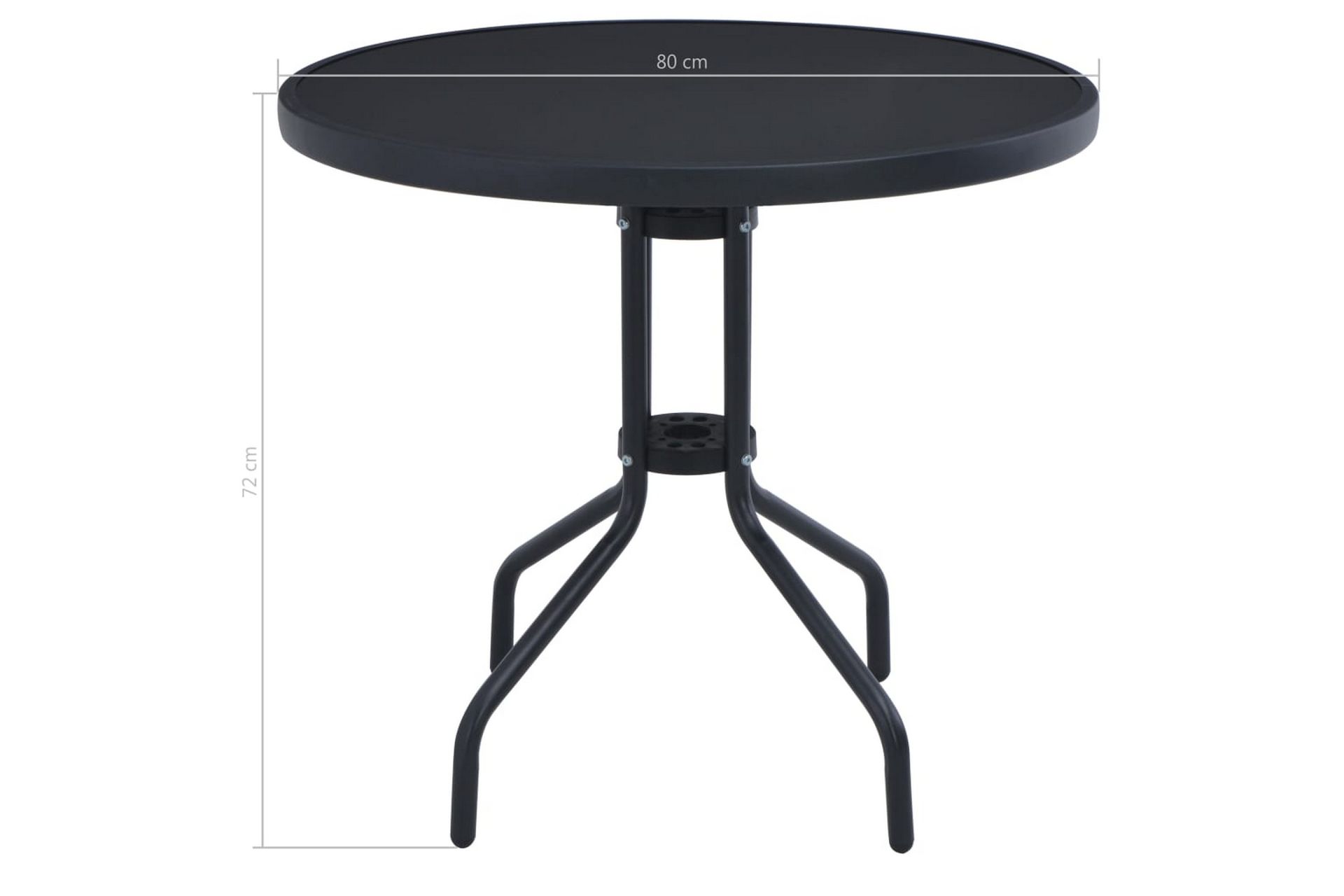 Hagebord svart 80 cm stål & glass - Hagemøbler - Balkong - Balkongmøbler - Balkongbord