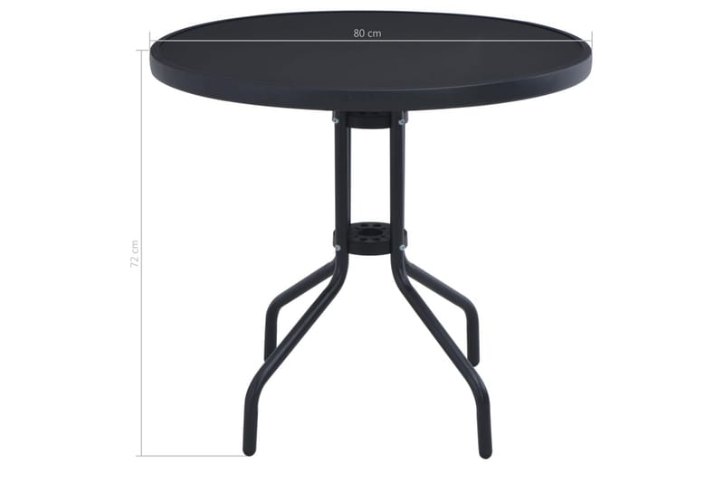 Hagebord svart 80 cm stål & glass - Hagemøbler - Balkong - Balkongmøbler - Balkongbord