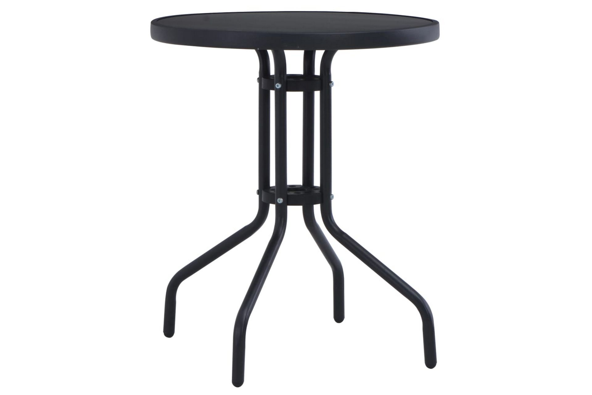 Hagebord svart 80 cm stål & glass - Hagemøbler - Balkong - Balkongmøbler - Balkongbord