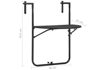 Hengende balkongbord brun 60x64x83,5cm plast rottingutseende - Hagemøbler - Balkong - Balkongmøbler - Balkongbord - Balkongbord hengende