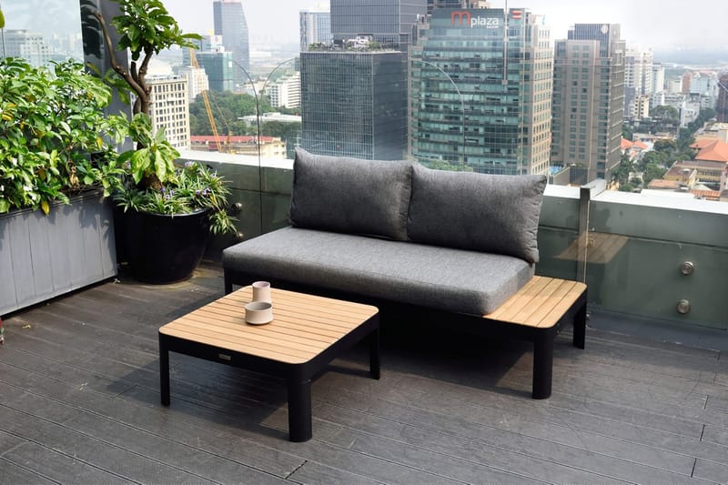 Portals Cafébord 72 cm - Svart/Tre - Hagemøbler - Balkong - Balkongmøbler - Balkongbord