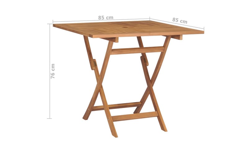 Sammenleggbart hagebord 85x85x76 cm heltre teak - Brun - Cafebord - Balkongbord