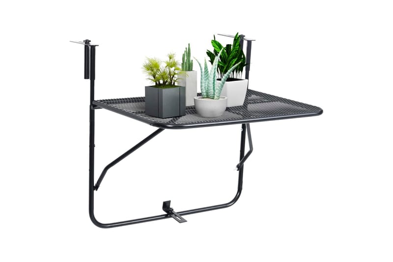 Balkongbord svart 60x40 cm stål - Svart - Hagemøbler - Balkong - Balkongmøbler - Balkongbord - Balkongbord hengende
