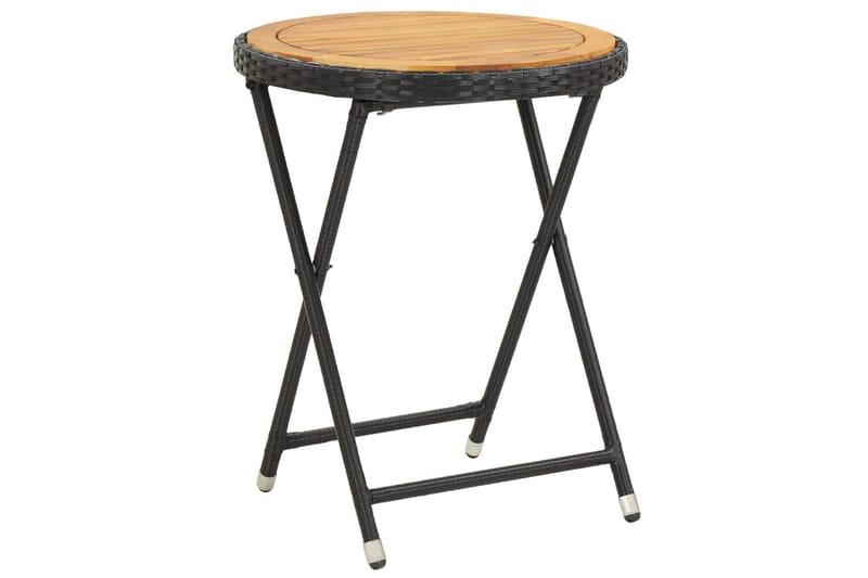 Tebord svart 60 cm polyrotting og heltre akasie - Hagemøbler - Balkong - Balkongmøbler - Balkongbord